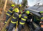 Driver rescued after spending night trapped in crashed car