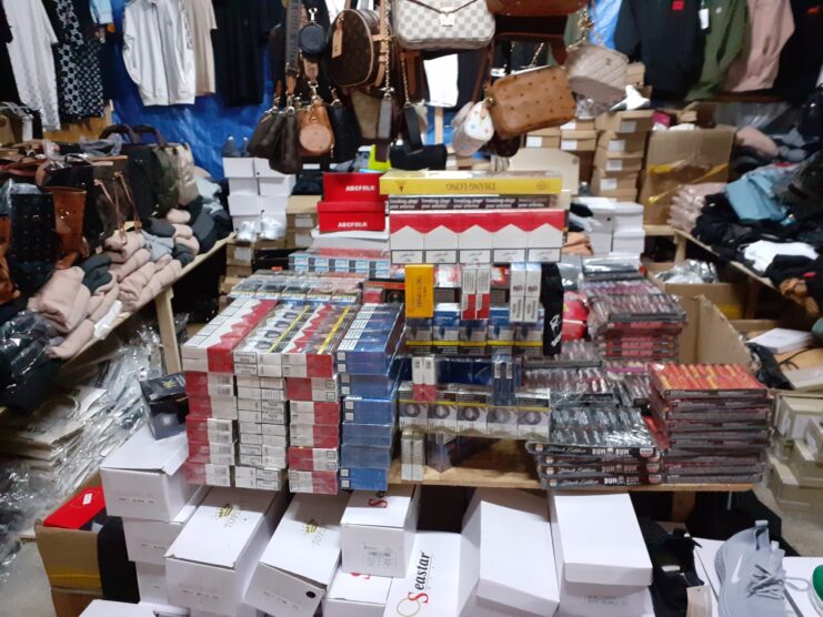 Illegal cigarettes and counterfeit products seized at border market
