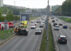 Car overturns on Povltavská, traffic to Blanka tunnel briefly halted