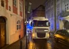 GPS guides truck into a dead end on Prague’s historic Nerudova street